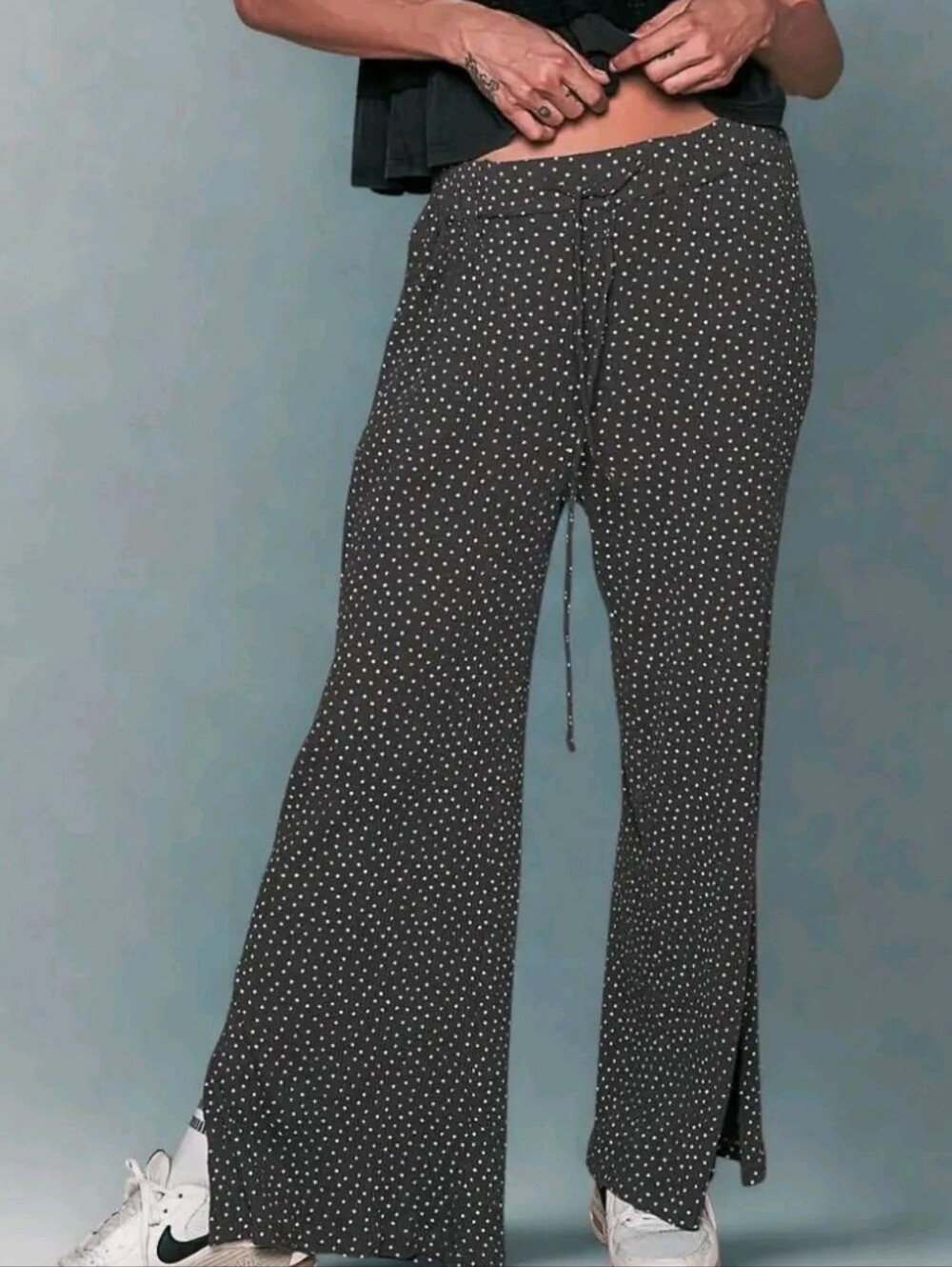 POL Floral Charcoal Wide Leg Pull On Pants